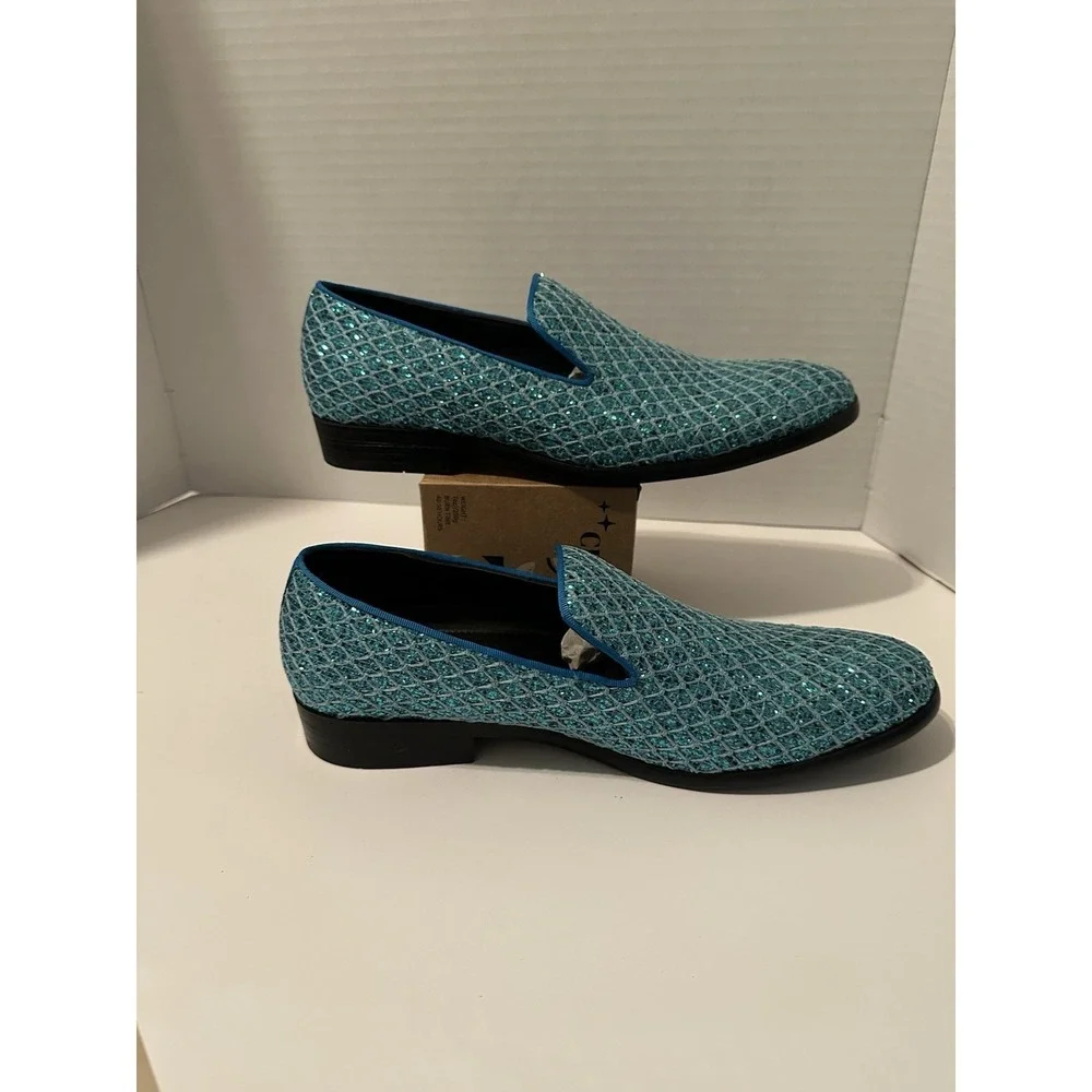 Bolano Sarlo-025 Sparkly Turquoise Mens Shoes 7.5 Prom Wedding Costume
